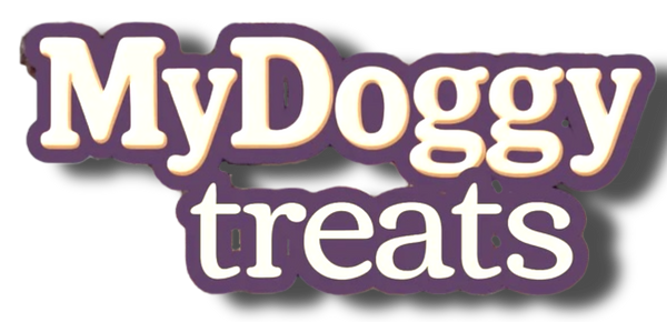 Logo for 'MyDoggy treats' on a white background